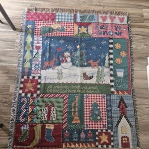 Crown Craft Colorful Holiday Patchwork Throw Blanket